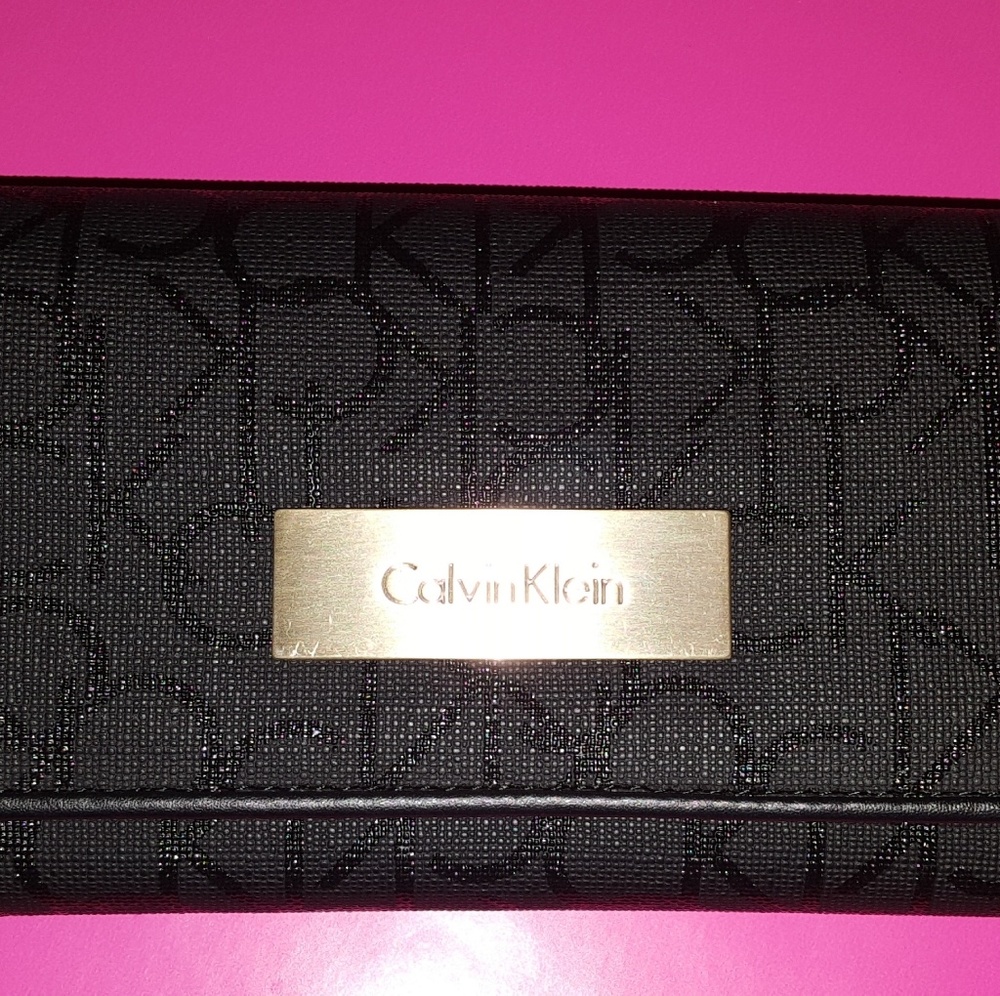 Black Calvin Klein Monogram Trifold Wallet
